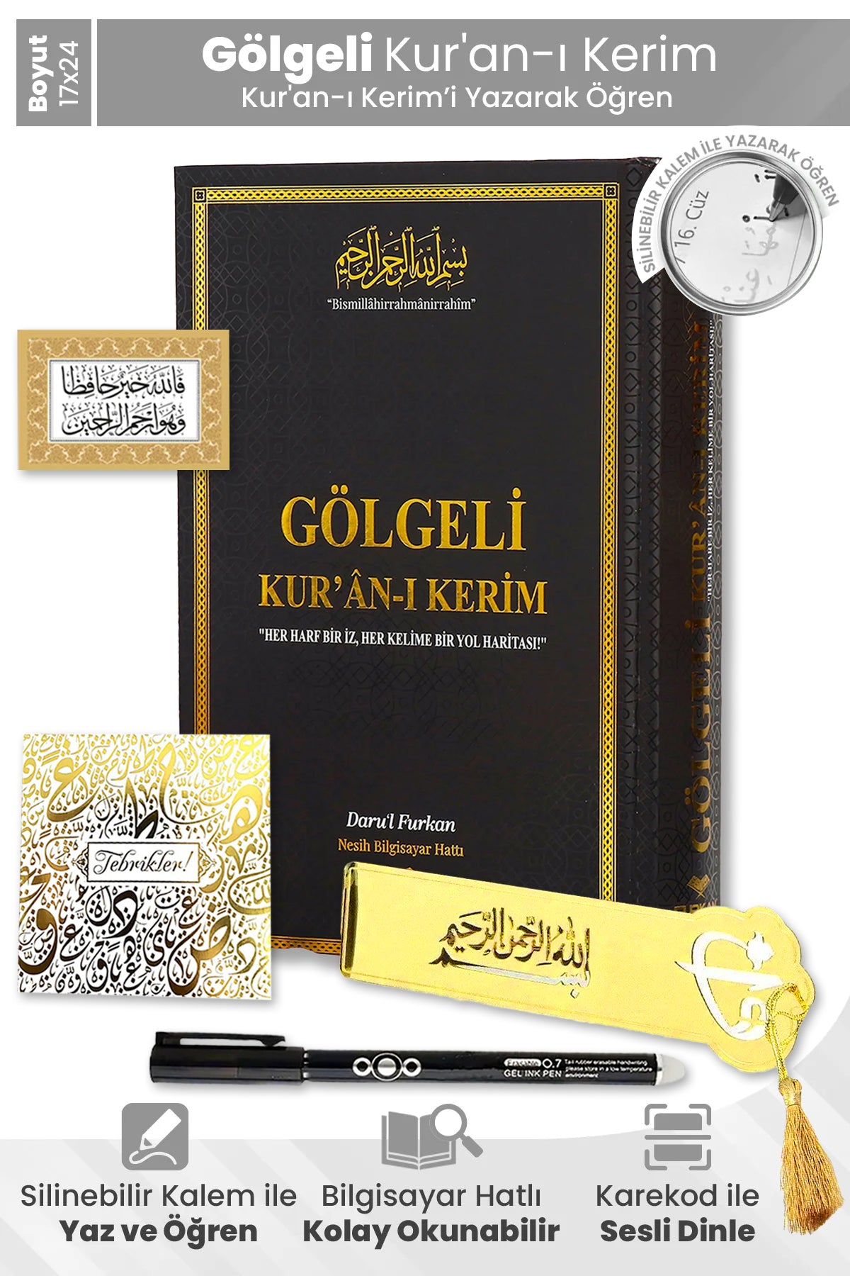 Kalem ile Yazılabilen Gölgeli Kuranı Kerim Seti