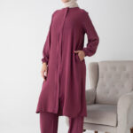 Modamiss Aerobin Kumaş Bayan Hac ve Umre Elbisesi (2 Parça) - Gül Kurusu