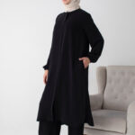 Modamiss Aerobin Kumaş Bayan Hac ve Umre Elbisesi (2 Parça) - Siyah