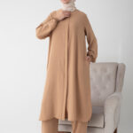 Modamiss Aerobin Kumaş Bayan Hac ve Umre Elbisesi (2 Parça) - Vizon