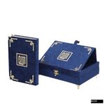 Beyza Serisi Kadife Kaplamalı Ahşap Plaket Kutu + Orta Boy Arapça Kadife Kuran + Taşıma Çantası Hediye Seti